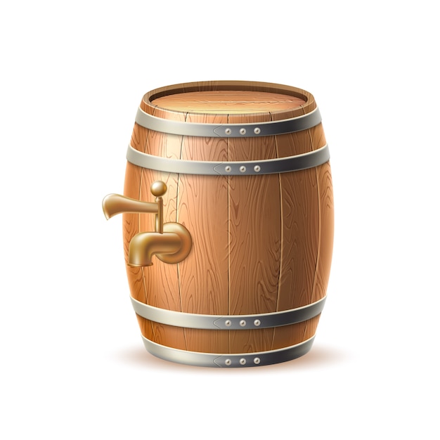 Realistisch houten vat, vat of vat met kraan