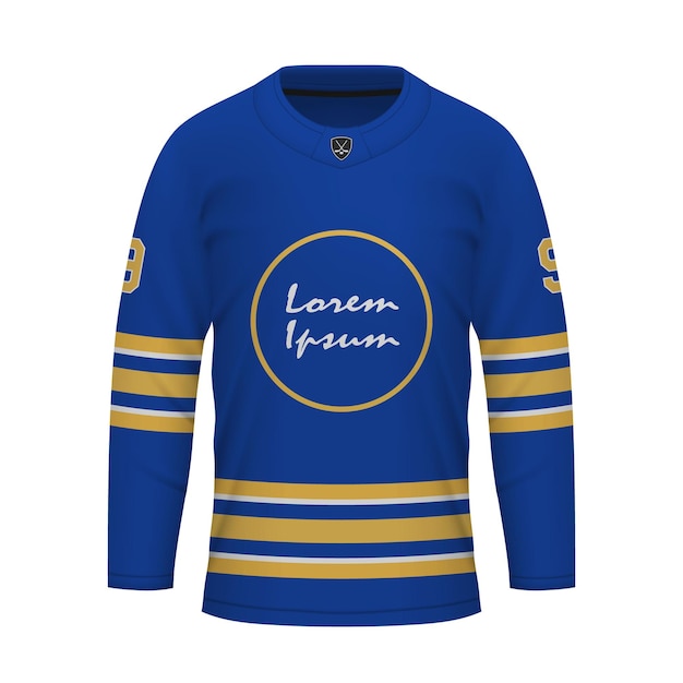 Vector realistisch ijshockeyshirt van buffalo jersey-sjabloon