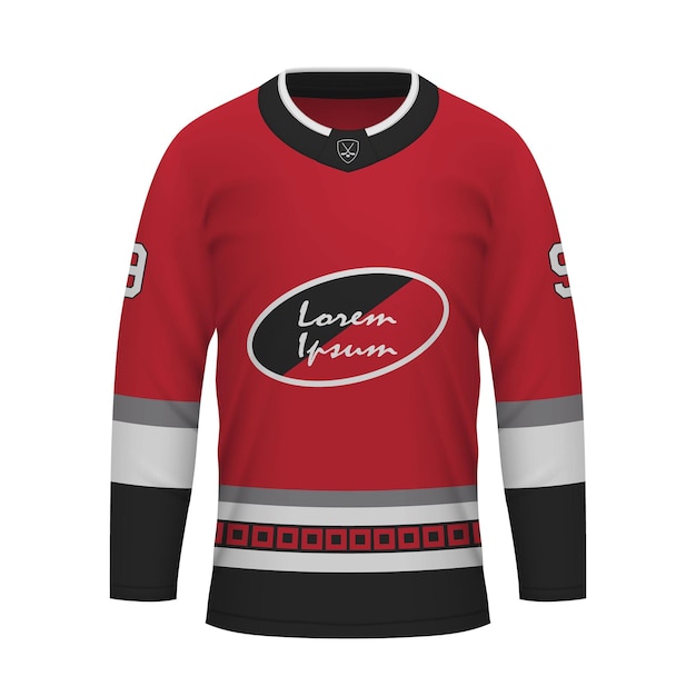 Realistisch ijshockeyshirt van Carolina-jerseysjabloon