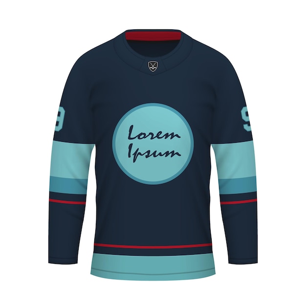 Realistisch ijshockeyshirt van Seattle Jersey-sjabloon