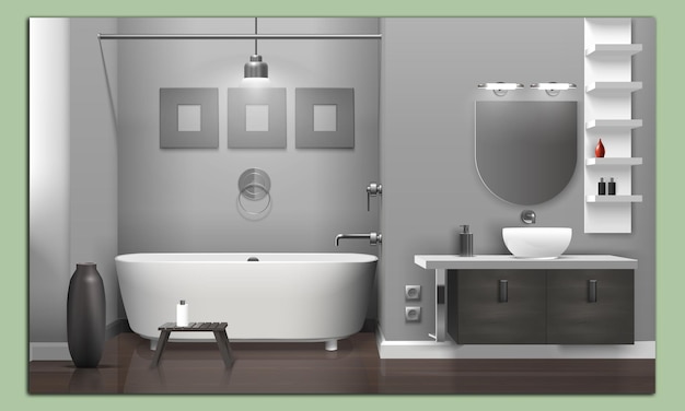 Vector realistisch interieur van de badkamer