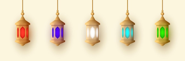Vector realistisch lantaarn ornament vector set collectie ontwerp
