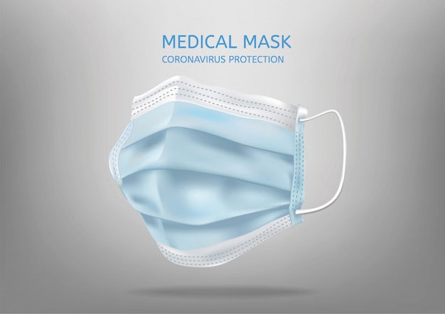 Vector realistisch medisch gezichtsmasker. details 3d medisch masker. illustratie