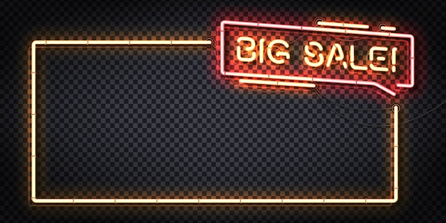 Realistisch neonteken van big sale-frame-logo