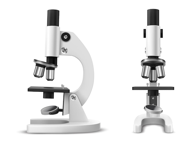 Realistisch of 3D-microscoop zij- en vooraanzicht