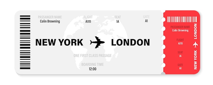 Vector realistisch ontwerp van vliegtickets vectorillustratie van vliegticket vliegticket instapkaart