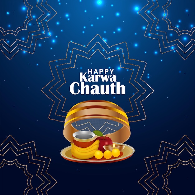 Realistisch ontwerpconcept van gelukkige karwa chauth-vieringsachtergrond