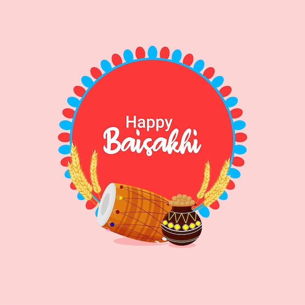 Realistisch plat ontwerpconcept voor happy baisakhi indian festival