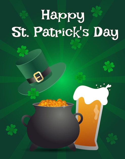 realistisch postkaart sjabloon voor St Patrick's Day