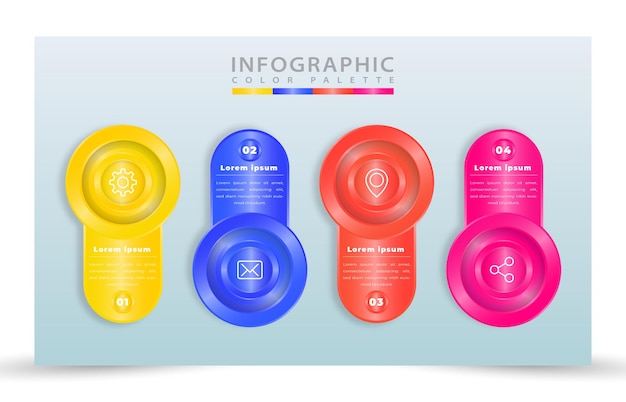 Vector realistisch proces infographic sjabloon met 4 stappen