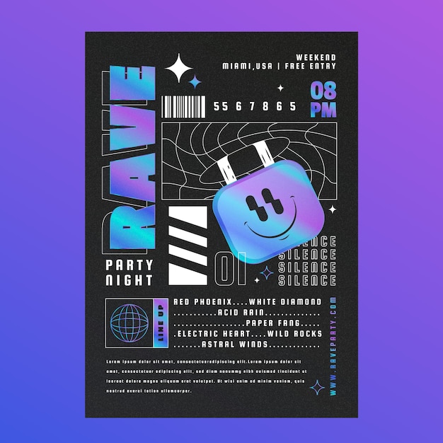 Vector realistisch rave posterontwerp