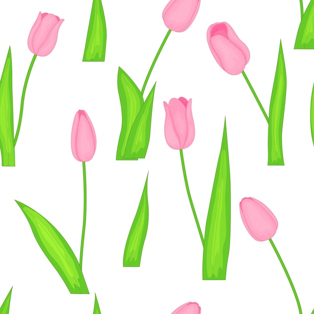 Realistisch roze tulpen vector naadloos patroon Herhalend patroon met mooie tulpen