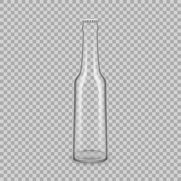 Realistisch sjabloon van lege glazen transparante flessen voor sap