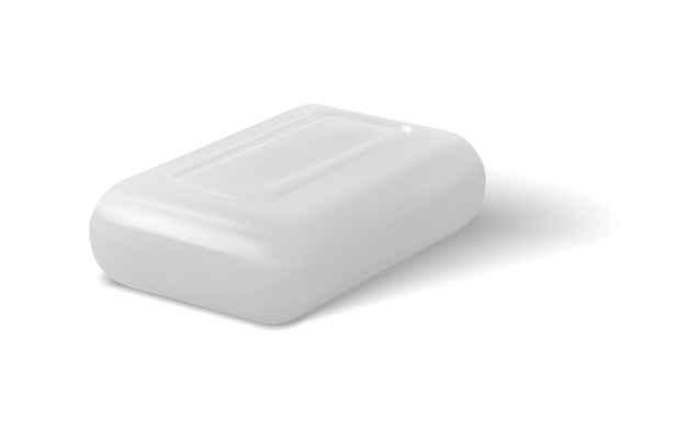 Realistisch stuk witte zeep Cosmetische reiniger 3D schoonheid of huishoudelijk antibacterieel wasmiddel Lichaamshuidverzorging badkamer geparfumeerd product Handwas geïsoleerde vierkante reiniger Vector natuurlijke spa-toiletartikelen