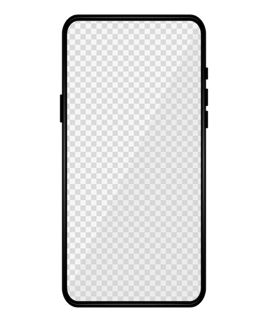 Vector realistisch telefoonmodel. modern telefoonontwerp met blanco transparant display. ontwerp voorzijde. presentatie- en infographic-sjablonen. element voor communicatietechnologieën en toepassingen