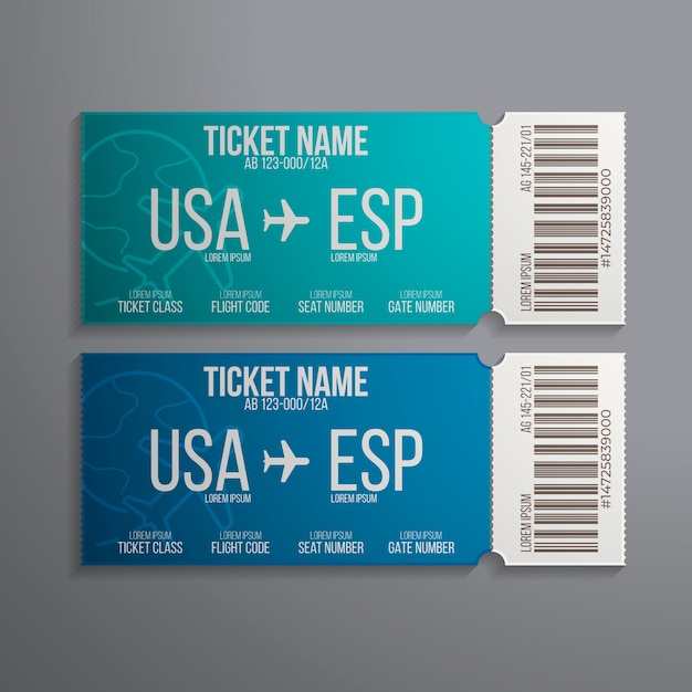 Vector realistisch ticket mockup-ontwerp