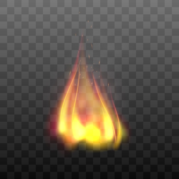Realistisch transparant vlam effect Vuurige verbranding grafisch ontwerp element Vector vuur illustratie geïsoleerd op zwarte achtergrond
