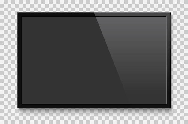 Realistisch tv-scherm. Leeg televisie lcd-paneel mock up. Geïsoleerde vectorillustratie.