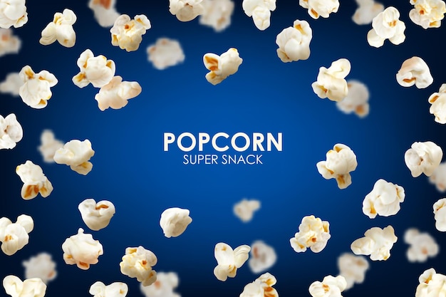 Realistisch vliegend popcorn vectorframe als achtergrond