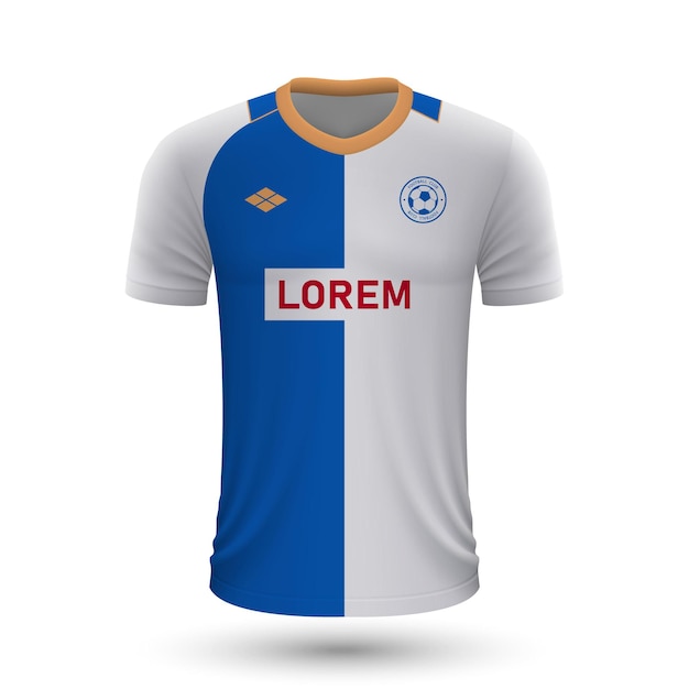 Realistisch voetbalshirt Grashopper 2022, jersey sjabloon voor voet