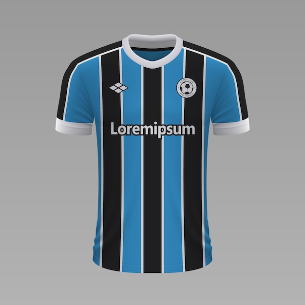 Realistisch voetbalshirt Gremio, jersey sjabloon voor voetbalset