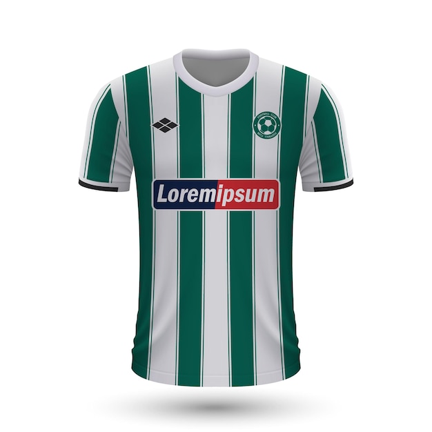 Realistisch voetbalshirt Panathinaikos 2022, jersey sjabloon voor f