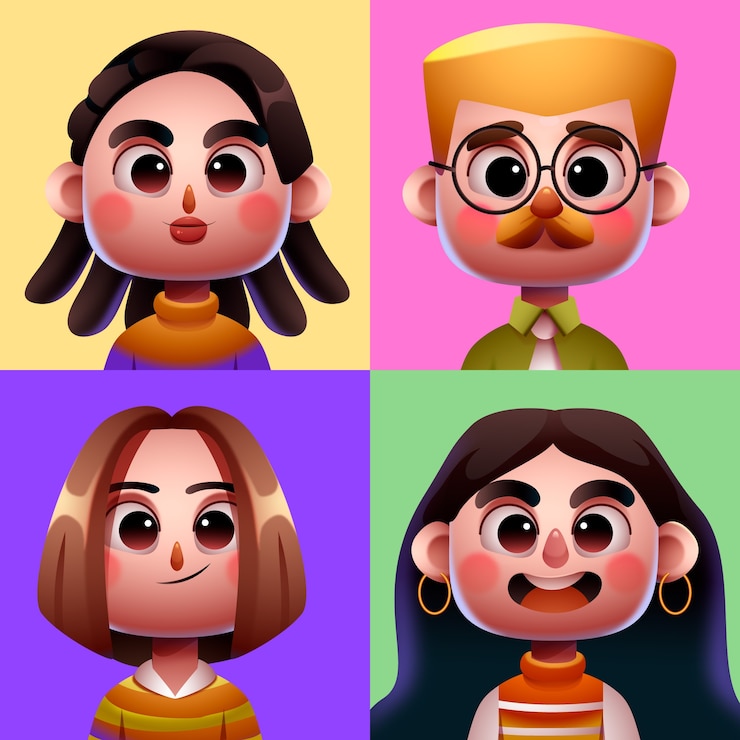 Vector realistische 3d avatar collectie illustratie