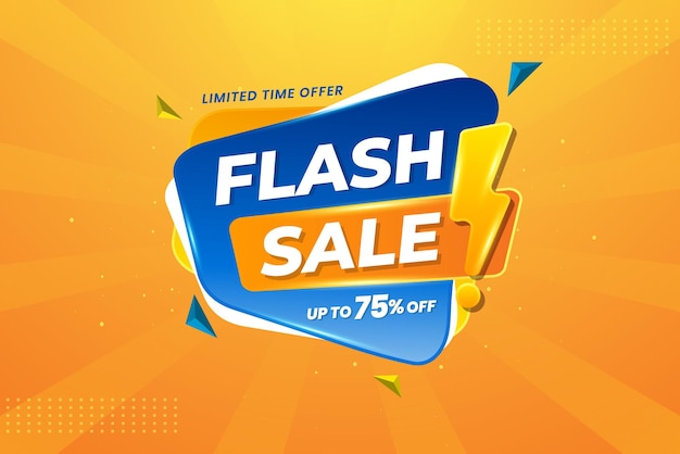 Realistische 3d Flash verkoop speciale korting winkelen deal promotie sjabloon abstracte vector achtergrond