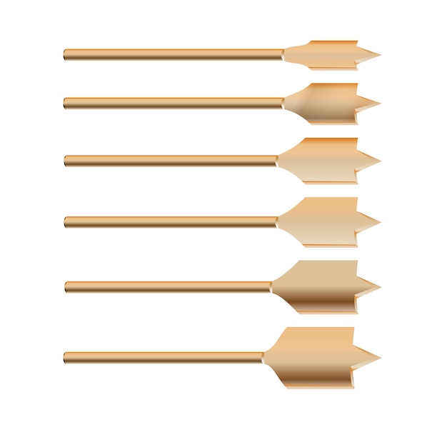 Realistische 3D-gedetailleerde metalen boor voor houtbeetjes Set gereedschap voor bouwwerkzaamheden, boorgat.