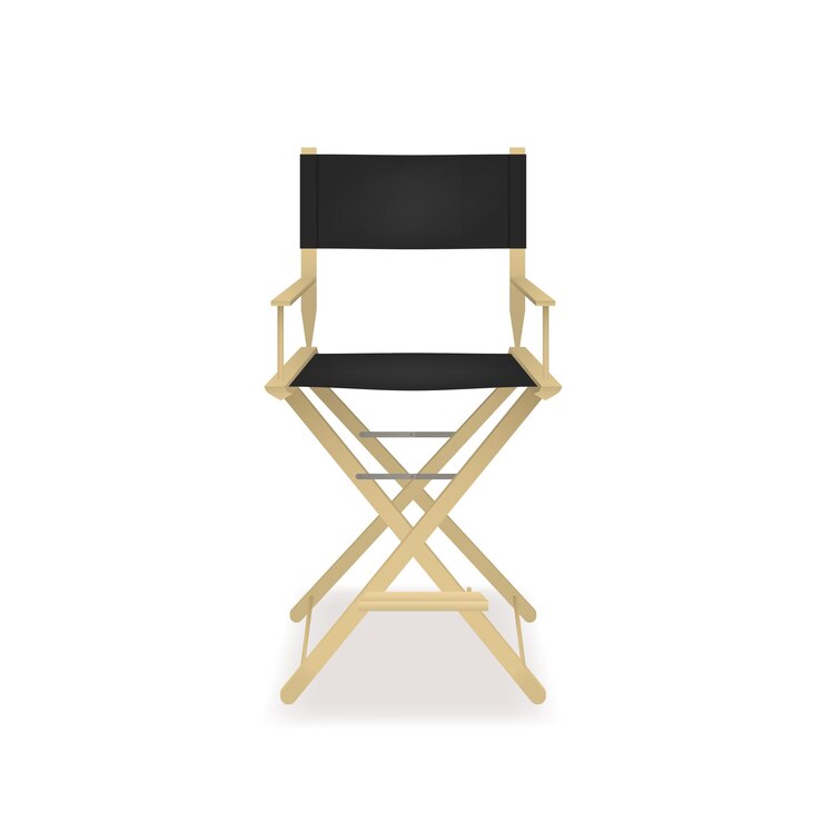 Vector realistische 3d gedetailleerde regisseur bioscoop stoel symbool van de filmindustrie cinematografie apparatuur vector illustratie van producent stoel