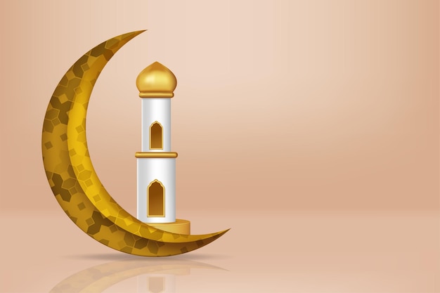 Vector realistische 3d-islamitische viering met islamitisch ornament en productpodium vector 3d illustratie