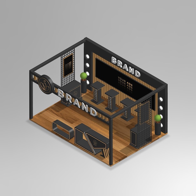 Vector realistische 3d isometrische mini-showroom