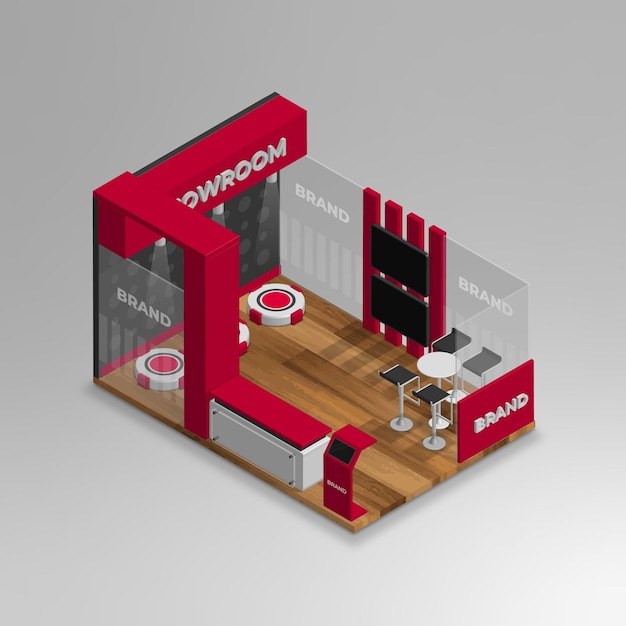 realistische 3d isometrische showroom vector