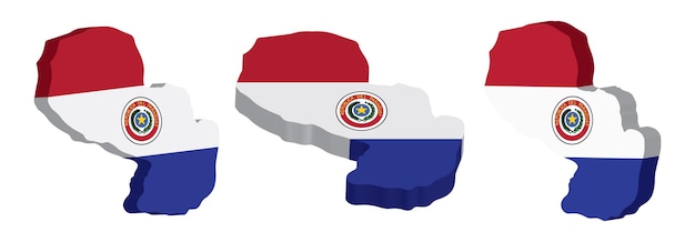 Realistische 3D-kaart van Paraguay Vector ontwerpsjabloon