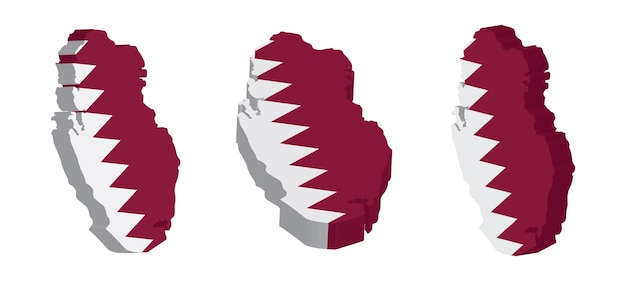 Realistische 3d-kaart van qatar vector ontwerpsjabloon