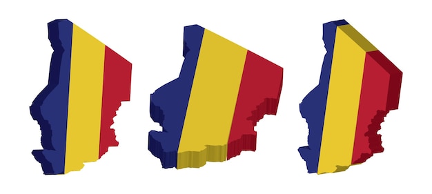 Realistische 3D-kaart van Tsjaad Vector ontwerpsjabloon