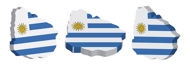 Realistische 3D-kaart van Uruguay Vector ontwerpsjabloon