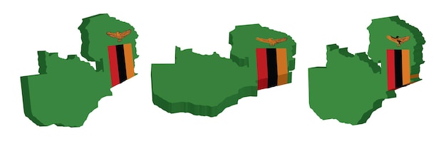 Realistische 3D-kaart van Zambia Vector ontwerpsjabloon