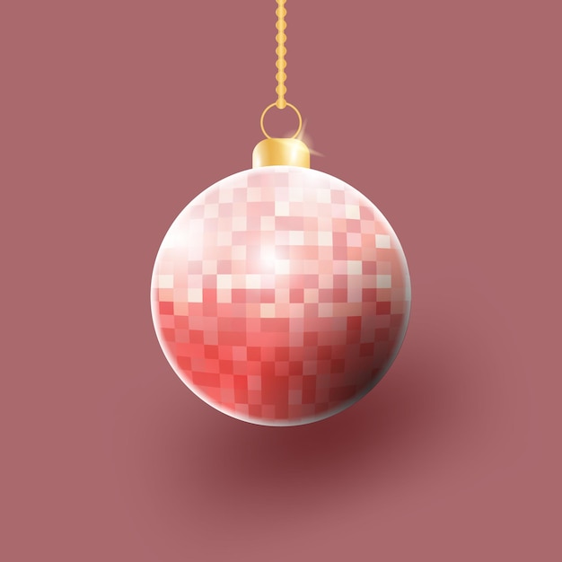 Realistische 3D-kerstbal in pixelstijl