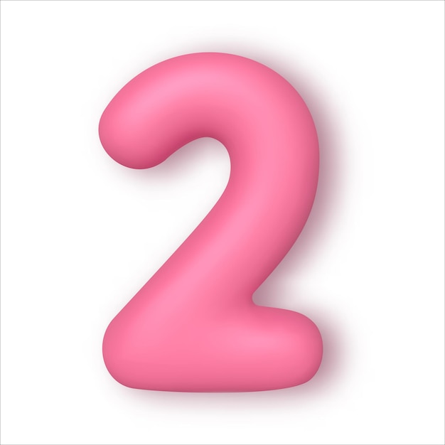 Realistische 3D lettertype kleur roze nummer 2 getal in de vorm van ballonnen sjabloon voor producten reclame web banners folders certificaten en postkaarten vector illustratie