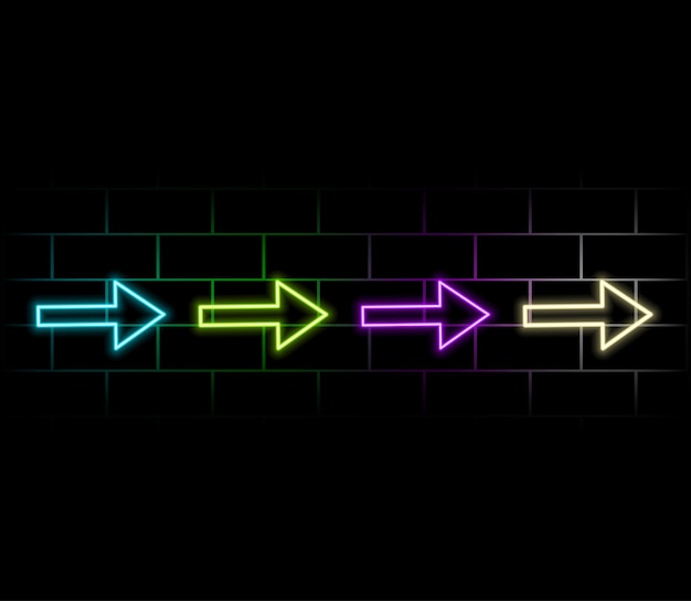 Realistische 3D-neonpijl op doorzichtige achtergrond in vectorformaat