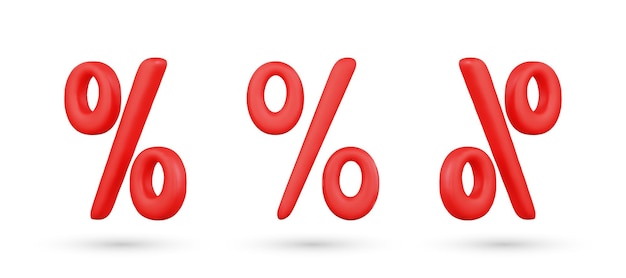 Realistische 3d-percentage vector pictogram illustratie