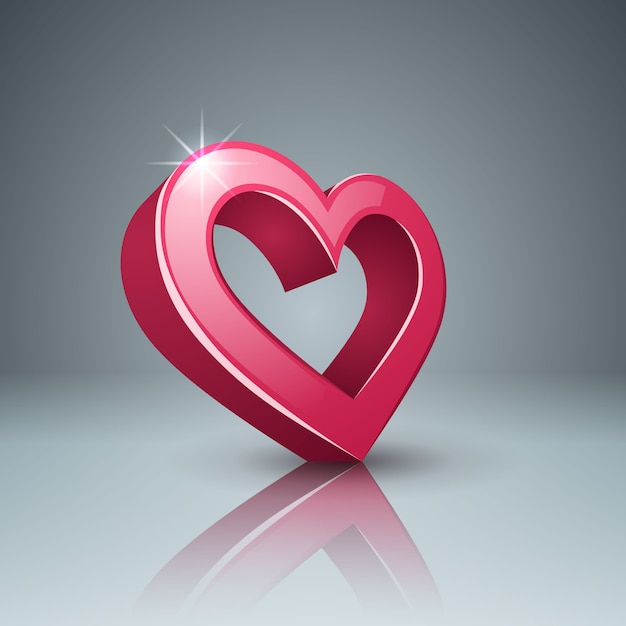 Realistische 3d-pictogram. hart en liefde.