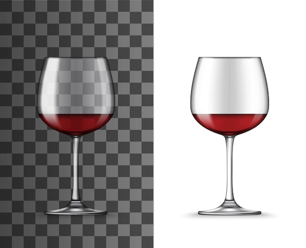 Realistische 3d rode wijn in glazen beker mockup