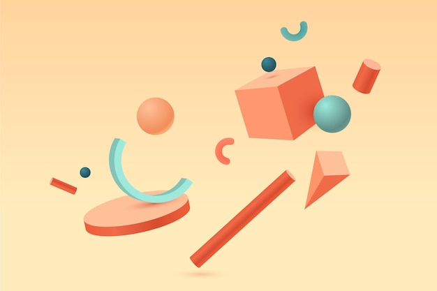 Realistische 3D-vormen drijvende achtergrond