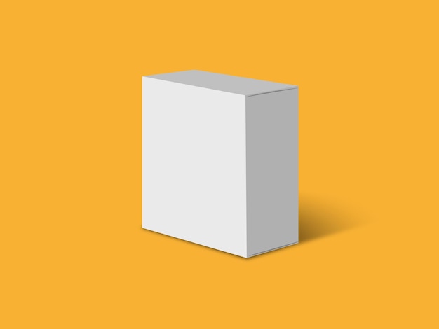 Realistische 3D witte doos op een gele achtergrond