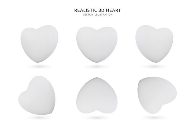 Realistische 3d witte hart vector pictogram illustratie