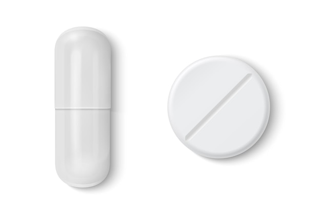 realistische 3d witte medische pil icon set geïsoleerd op wit