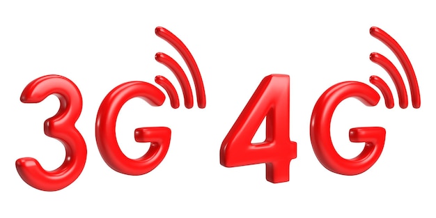 Vector realistische 3g 4g 3d iconen internet netwerk computer 3d vector geïsoleerde vector illustratie