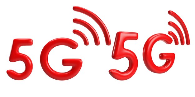 Realistische 5g-pictogrammen Internetnetwerk Computer 3D-vector Geïsoleerde vectorillustratie